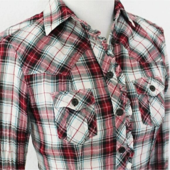 Vintage GAP Country Cowgirl Women's 100% Cotton Cottagecore Ruffled Plaid - Picture 6 of 16